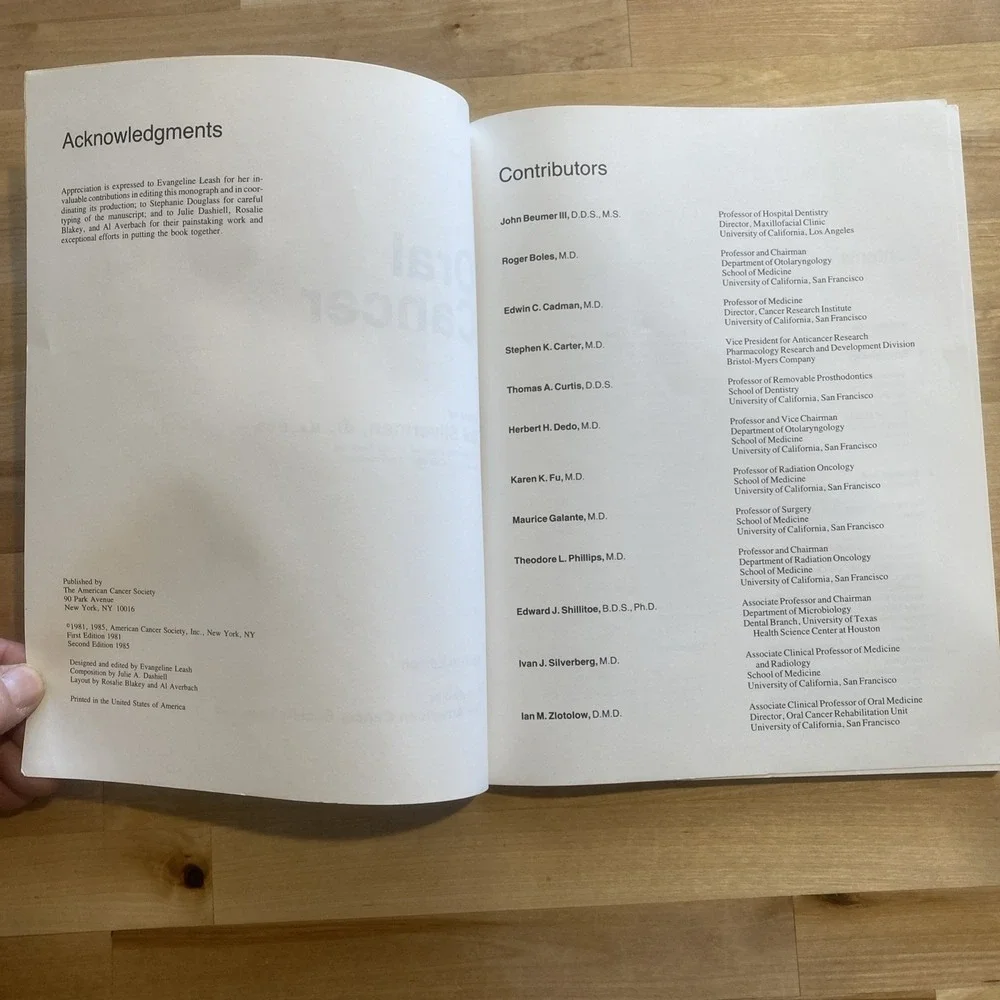Oral‎ Cancer by Sol Silverman Jr 1985 American Cancer Society Second Edition